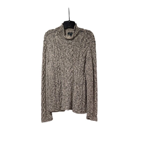 LRL Ralph Lauren Gray Cable Knit Mock Neck Chunky Sweater Sz XL - Picture 1 of 6